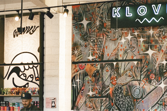 WAVVY × KLOVER — paleta cart on the porch at Klover dispensary