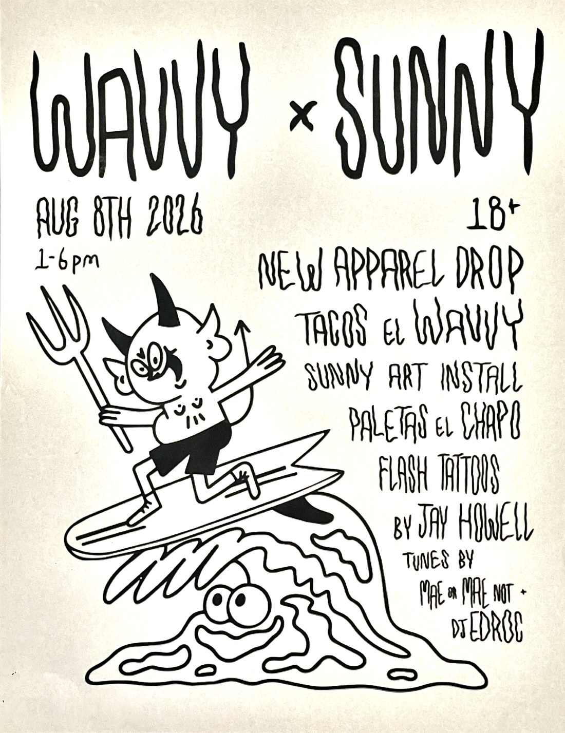 WAVVY × SUNNY — August 8th 2026, 1–6PM, 18+